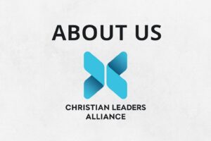 Christian Leaders Alliance About Us page header with blue Christian Leaders logo and bold text highlighting global ministry training and ordination credentials.