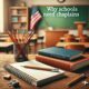 Classroom desk with school supplies and American flag symbolizing student support and chaplaincy in schools