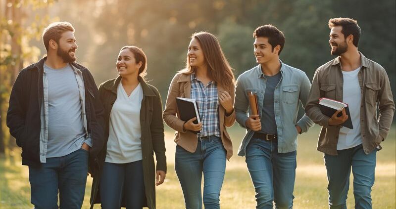 Diverse Christian men and women walking together outdoors, symbolizing the journey of ordination steps and ministry calling.