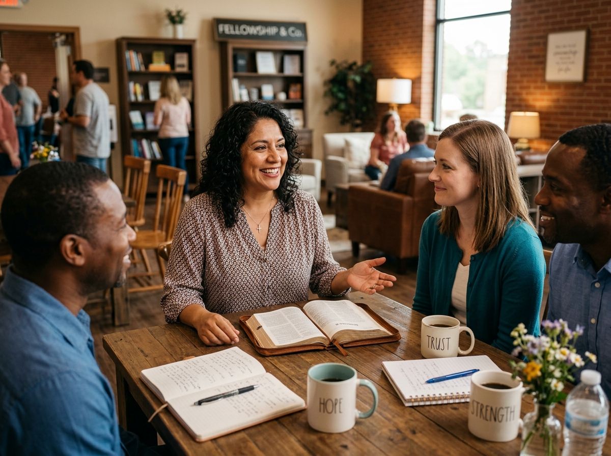 A Christian life coach minister leads a small group Bible discussion, helping adults grow through Christ-centered coaching, discipleship, and meaningful conversation.