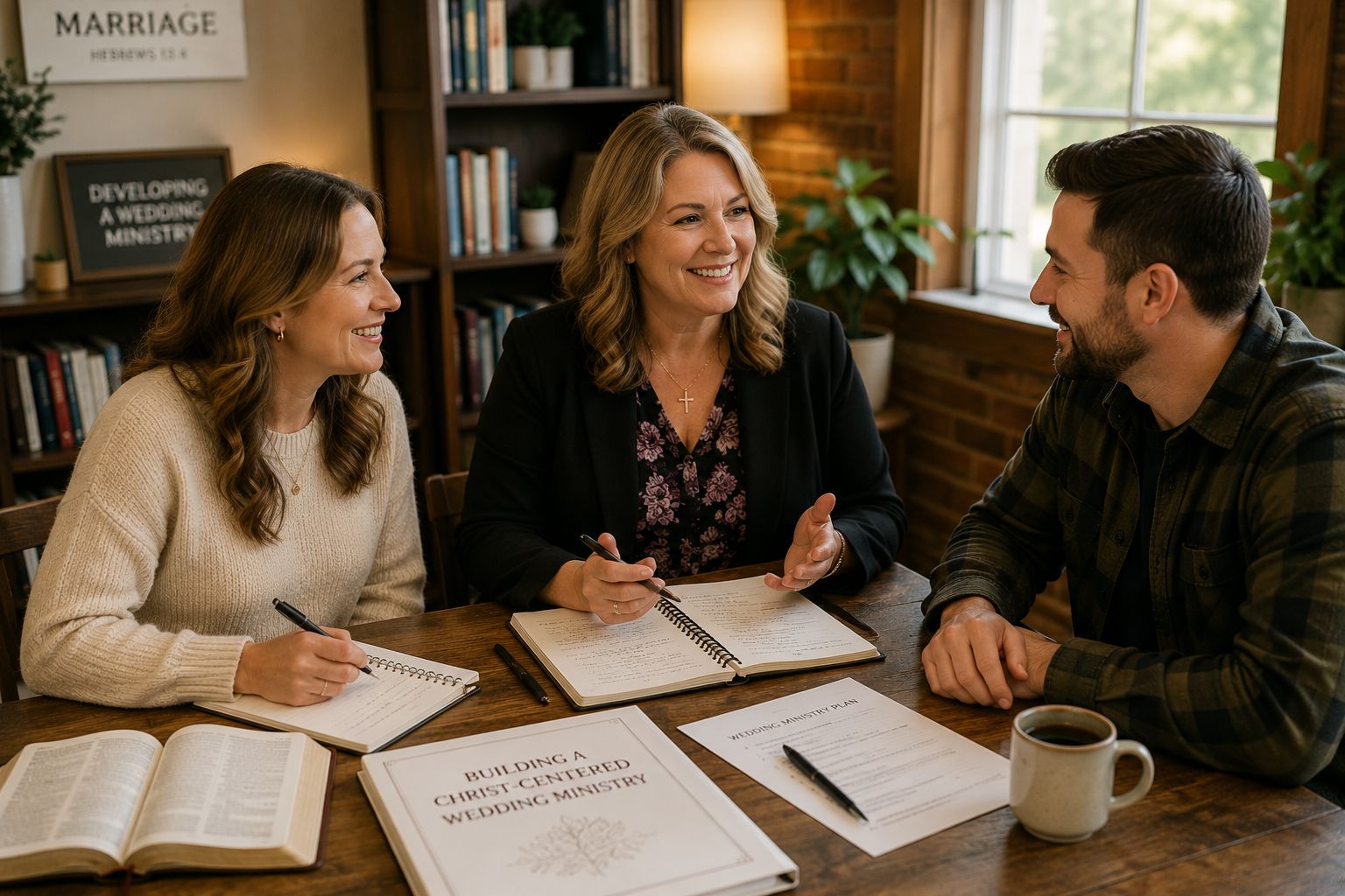 Christian wedding officiant developing a trustworthy local wedding ministry with a couple
